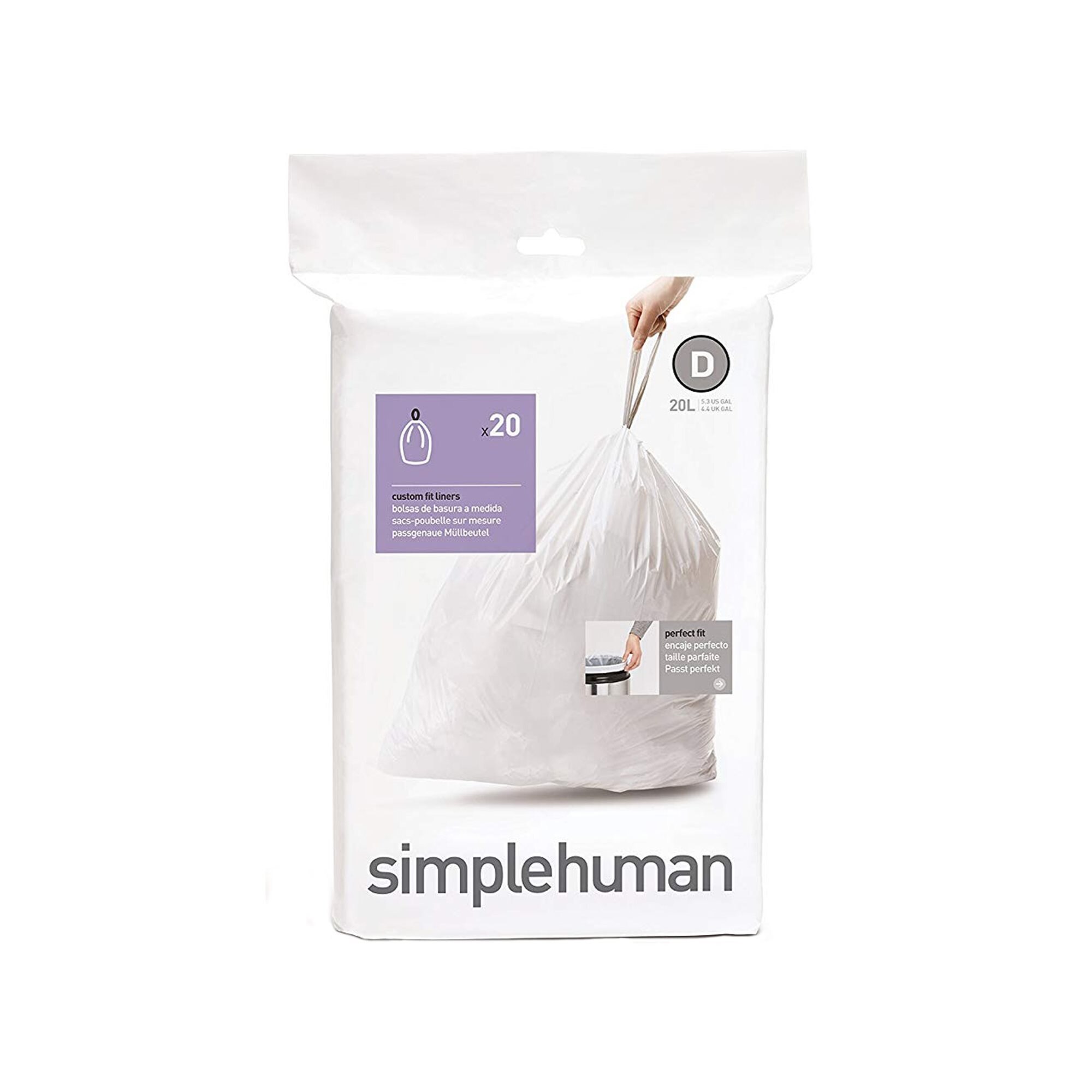Saci de gunoi cod D, 20 L/ 20 buc. plastic - simplehuman