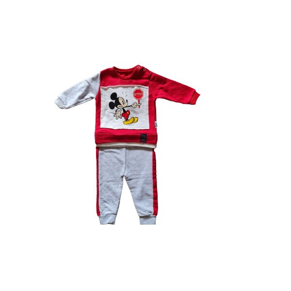 Costum sport copii, Trening Disney, Mickey Mouse, 2 piese, bumbac, multicolor, 18-24 luni