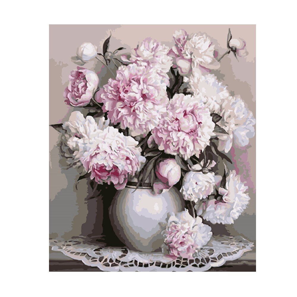 Set pictura pe numere Vaza cu flori mov,40*50cm