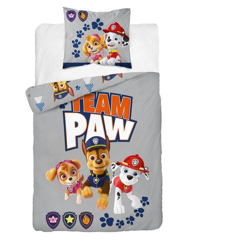 Lenjerie pat, Team Paw, gri cu labute, 140x200 cm