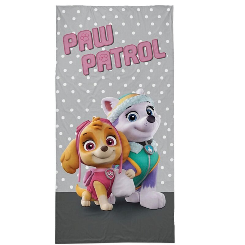 Prosop de plaja, Paw Patrol, gri cu buline albe, 140x70 cm