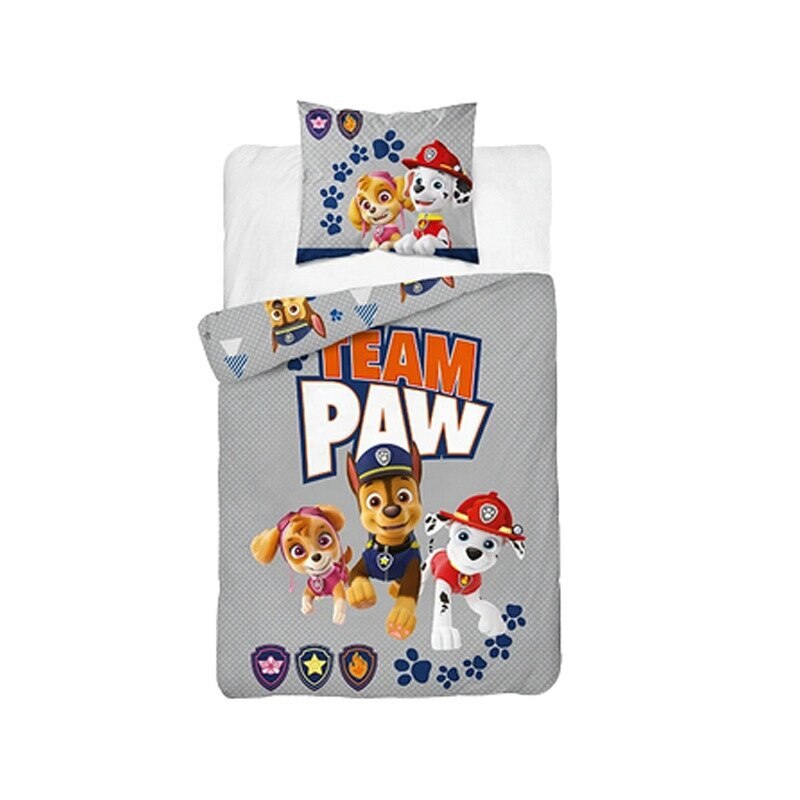 Lenjerie pat, Team Paw, gri cu buline, 160x200 cm