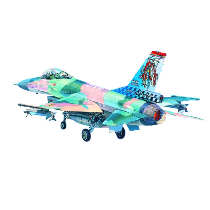 MisterCraft F-16A-15 "Halcon Cazador" repülőgépmodell festékekkel, ragasztóval és ecsettel 1:72 MCR D34S