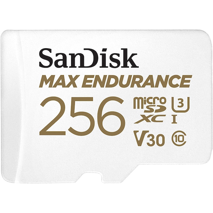 Карта памет SanDisk micro SD Max Endurance Video 256 GB, Class 10, V30, UHS-I U3 + Адаптер