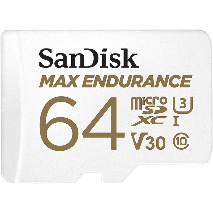 Карта памет SanDisk micro SD Max Endurance Video 64 GB, Class 10, V30, UHS-I U3 + Адаптер