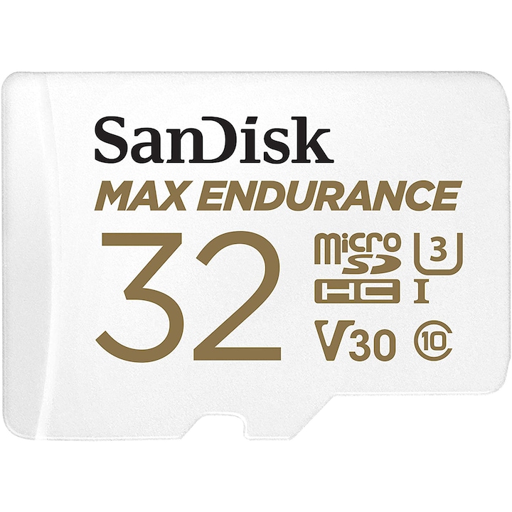 Card de memorie SanDisk micro SD Max Endurance Video 32 GB, Class 10, V30, UHS-I U3 + adaptor