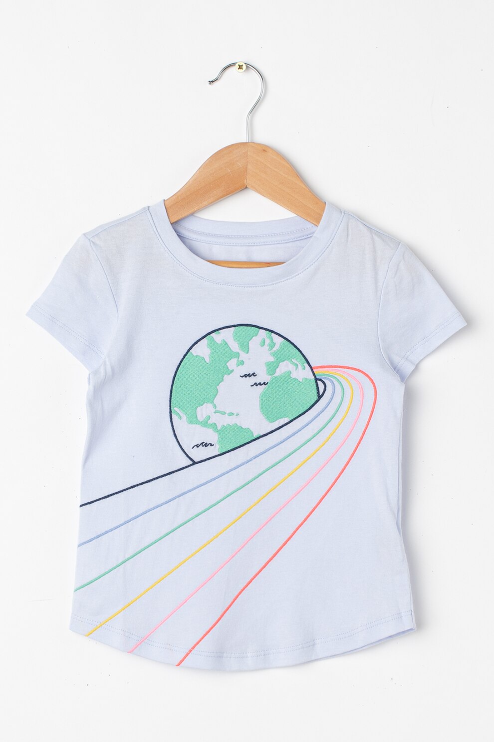 GAP, Tricou din bumbac cu imprimeu, Albastru deschis