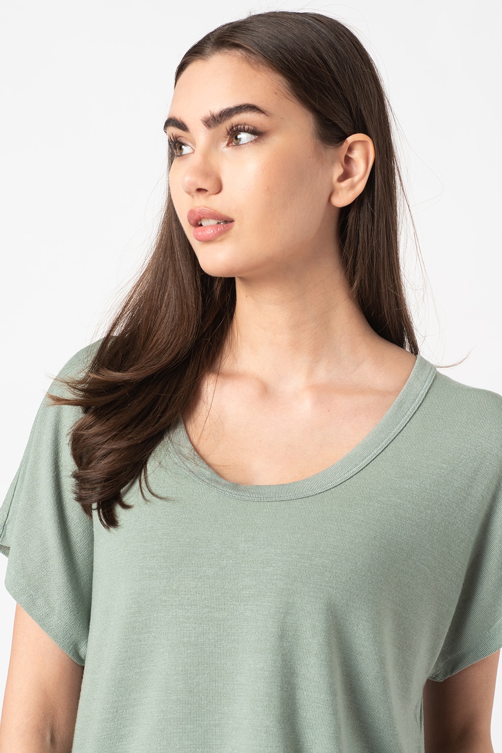 GAP, Tricou lejer din jerseu cu decolteu rotund, Verde pal