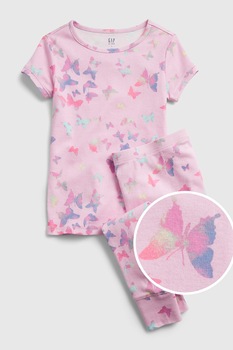 GAP, Set de pantaloni scurti si tricou cu imprimeu flutur, 2 piese, fete, Roz/Albastru/Violet, Roz/Albastru aqua/Violet GAP, Set de pantaloni scurti si tricou cu imprimeu flutur, 2 piese, fete, Roz/Albastru/Violet, Roz/Albastru aqua/Violet