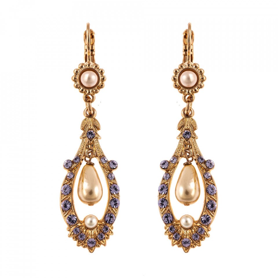 Cercei placati cu Aur roz de 24K, Cristale Swarovski, Romance by Roxannes - Mariana Jewellery, Multicolor 1120-139-10RG6