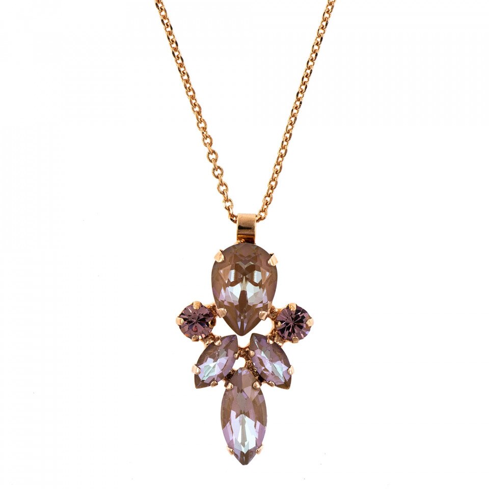 Pandantiv cu lant placat cu Aur roz de 24K, Cristale Swarovski, Cappuccino DeLite by Roxannes - Mariana Jewellery, Multicolor 5030/70-148212RG