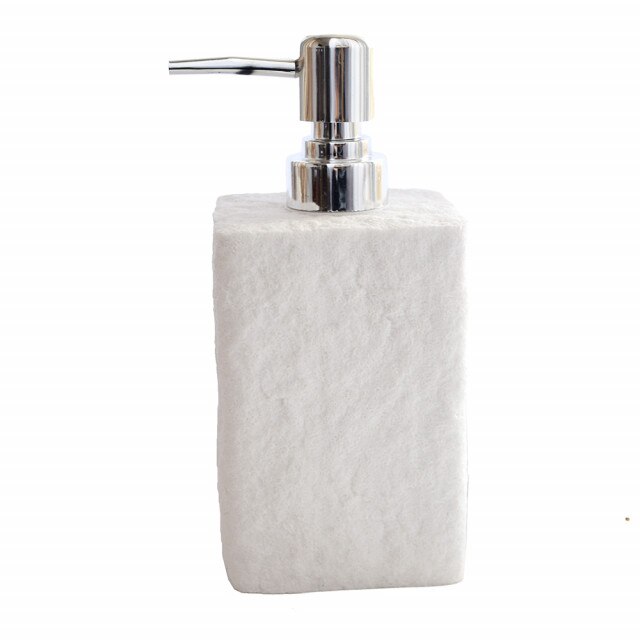 Dispenser ceramic Pufo White Stone pentru sapun lichid, 18 cm, alb