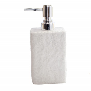 Dispenser ceramic Pufo White Stone pentru sapun lichid, 18 cm, alb Dispenser ceramic Pufo White Stone pentru sapun lichid, 18 cm, alb