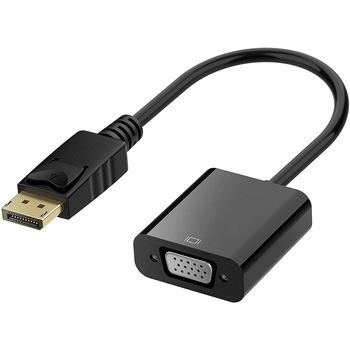 Adaptor DP (Display Port) la VGA TechONE™, port Tata-Mama, Full HD, Unidirectional, mufa aurita, 15cm, Negru Adaptor DP (Display Port) la VGA TechONE™, port Tata-Mama, Full HD, Unidirectional, mufa aurita, 15cm, Negru