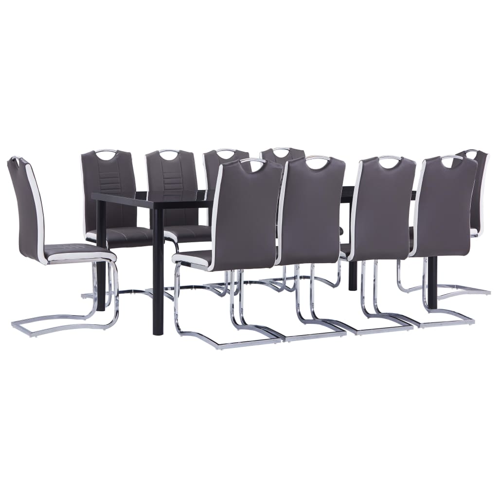 Set mobilier de bucatarie, vidaXL, Piele artificiala, Gri