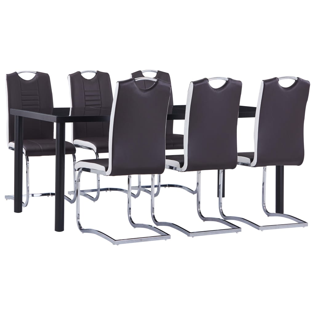 Set, mobilier, de bucatarie vidaXL, Piele artificiala, Maro