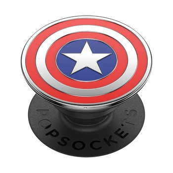 Suport universal de telefon si tableta Popsockets Marvel, accesoriu PopGrip Captain America, metalic acoperit cu email Suport universal de telefon si tableta Popsockets Marvel, accesoriu PopGrip Captain America, metalic acoperit cu email