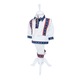 Costum popular pentru botez, alb-albastru cu motive traditionale, 4 piese, camasa, vesta, pantaloni, caciulita, pentru baieti, REC1188, 1-3 luni