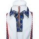 Costum popular pentru botez, alb-albastru cu motive traditionale, 4 piese, camasa, vesta, pantaloni, caciulita, pentru baieti, REC1188, 1-3 luni