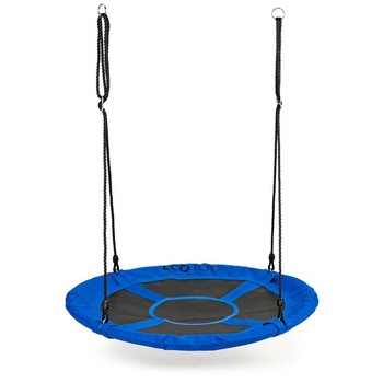 Leagan suspendat pentru gradina, tip cuib, 100 x 150 cm, structura metalica, forma rotunda, albastru/negru Leagan suspendat pentru gradina, tip cuib, 100 x 150 cm, structura metalica, forma rotunda, albastru/negru