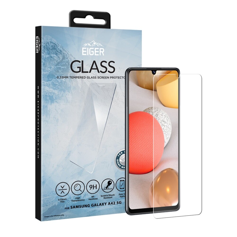Folie Eiger Sticla Temperata compatibila cu Samsung Galaxy A42 5G, Clear