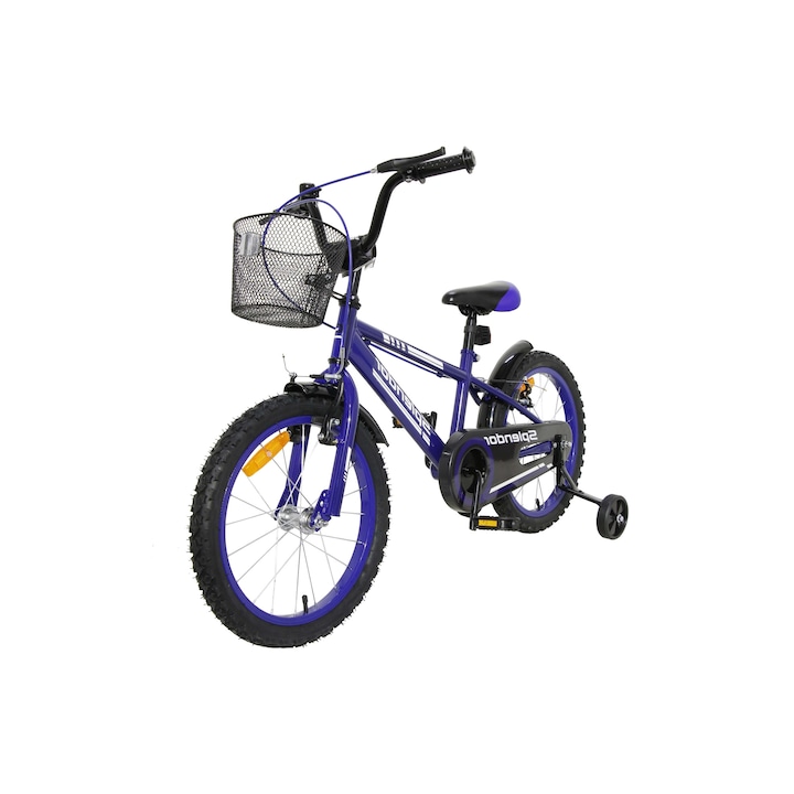 NOVOKIDS Splend'Or Boom Gyermek kerékpár, Kosárral, 12"-os kerekek, Maximum 30 kg, Acélváz, Levehető pótkerekek, Állítható magasságú kormány, Kék