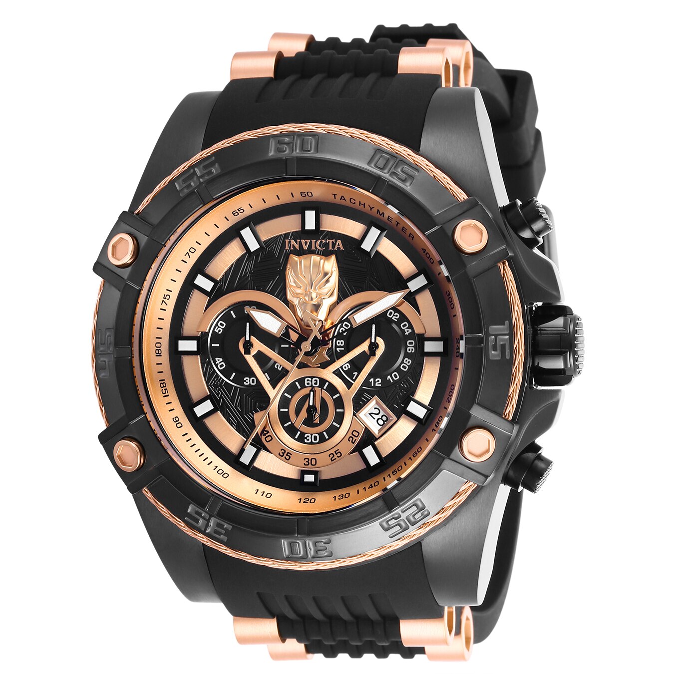 Ceas barbatesc INVICTA Marvel Black Panther 26804, quartz, cronograf, otel, bicolor, 100m