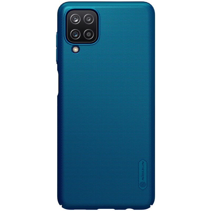 Husa protectie spate din plastic texturat albastru, pentru Samsung Galaxy A12- Nillkin Frosted Shield