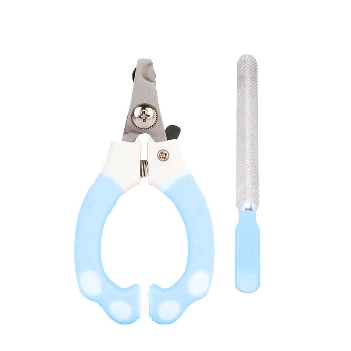 Set cleste si pila Dots pentru unghiile animalelor de companie de talie mica, otel inoxidabil, rezistente la uzura,maner din cauciuc antiderapant,doty