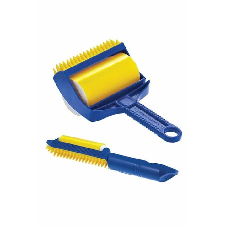Doty 2 db újrafelhasználható Easy Clean Roll ragasztótekercsből álló készlet, tisztítja a hajat, a szöszöket, mosható, hordozható, sárga/kék