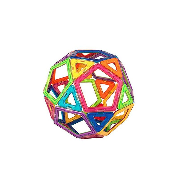 Set 38 de piese magnetice de constructii Little Project, puzzle 3D, educational, interactiv, stimuleaza creativitatea , Doty