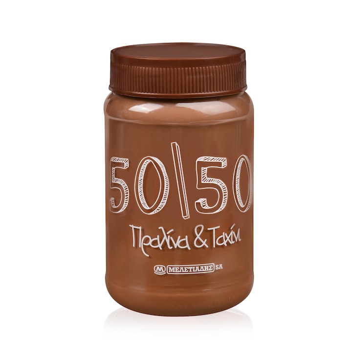 Шоколад Meletiadis Течен лешников 50% с натурален сусамов тахан 50%, 400гр.
