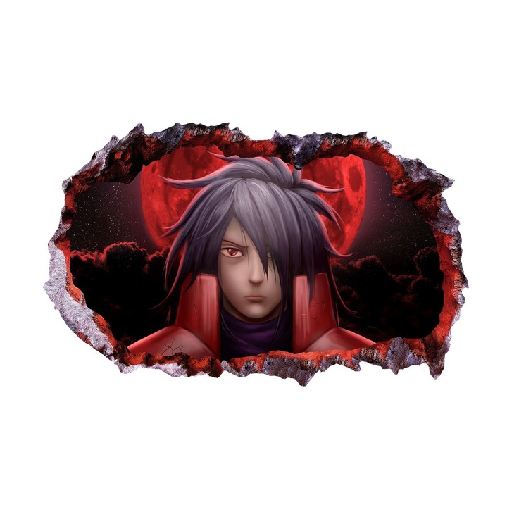 Sticker decorativ, Gaura in perete 3D, Anime, 85 cm, 1015STK