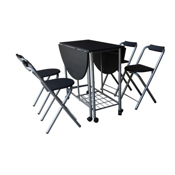 Set masa extensibila din MDF HouseXL® Smart Oval Table, Cu 4 scaune pliabile cu sezut moale , 80X60 pliata, 80X110 extinsa, Pentru living si bucatarie, Gri Inchis Set masa extensibila din MDF HouseXL® Smart Oval Table, Cu 4 scaune pliabile cu sezut moale , 80X60 pliata, 80X110 extinsa, Pentru living si bucatarie, Gri Inchis