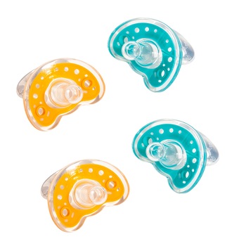 Set 4 suzete silicon U-Grow, 0-6 luni, Albastru/Portocaliu Set 4 suzete silicon U-Grow, 0-6 luni, Albastru/Portocaliu