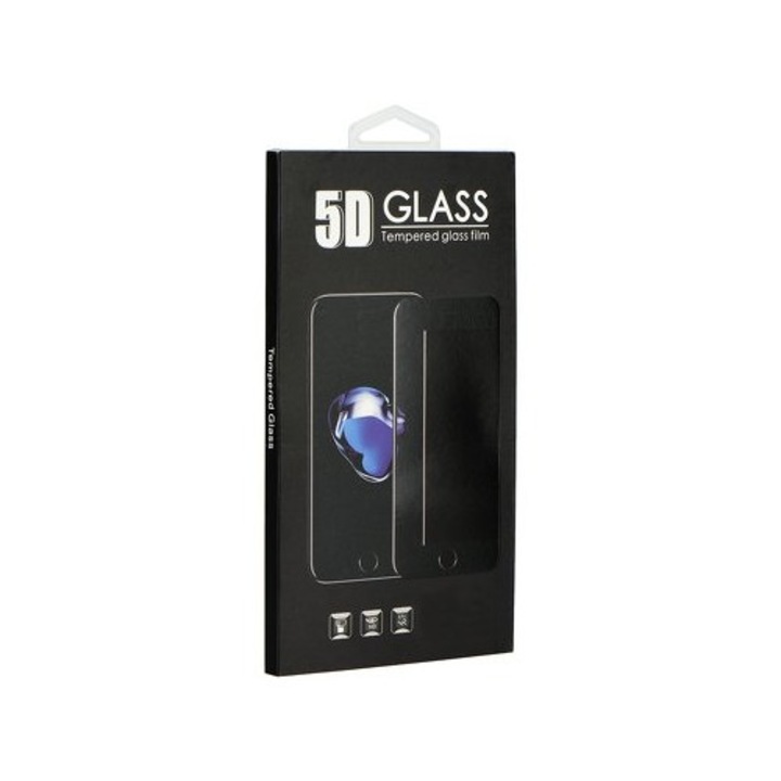 OEM prémium üvegfólia, teljes borítású, Samsung Galaxy A52 4G / A52 5G, 5D modellekhez, teljes ragasztás, fekete