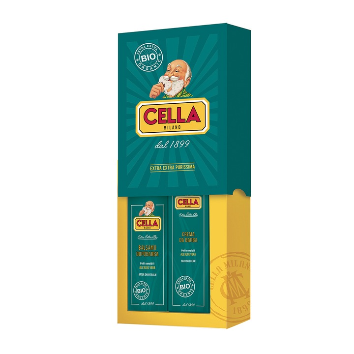 Комплект за бръснене Cella Milano Bio Aloe Vera с балсам за след бръснене 100 мл и крем за бръснене 150 мл