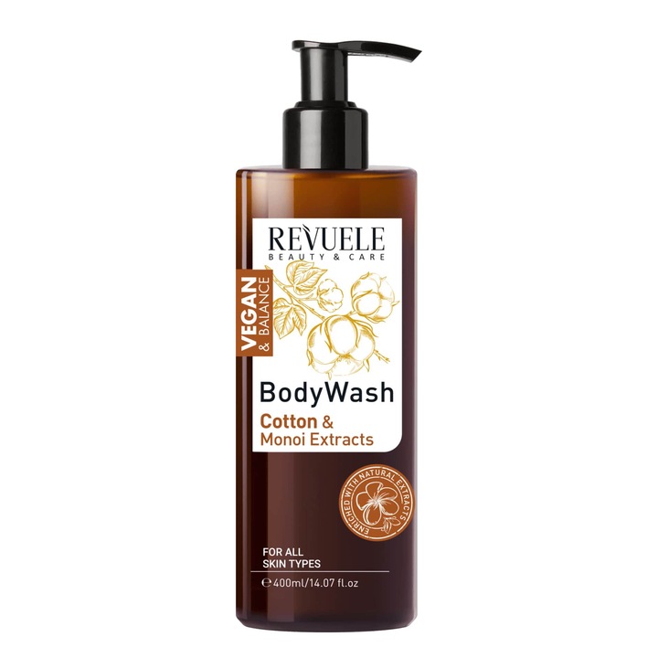 Revuele Vegan & Balance Body Wash Cotton & Monoi Extracts Tusfürdő, 400 ml