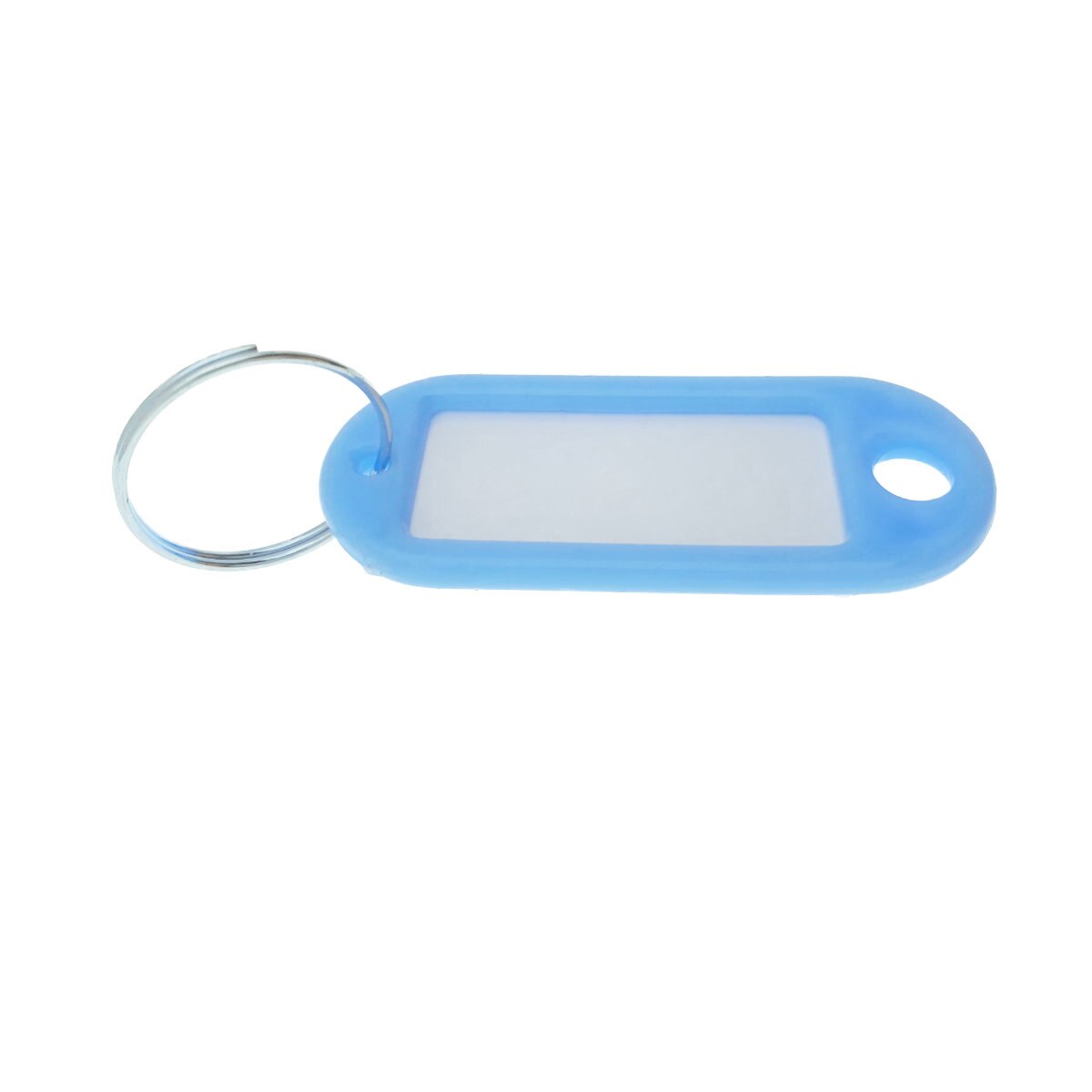 Breloc albastru deschis cu eticheta identificare si inel de prindere, Key Ring Tag, 52 x 22 mm, din plastic