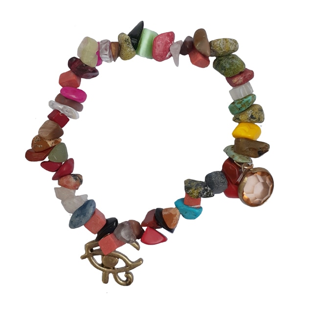 Bratara elastica dama, multicolor, cu pietre si pandantive