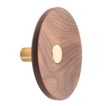 Agatatoare cuier Zoot, finisaj alama intunecata periata cu nuc natur, D120 mm Agatatoare cuier Zoot, finisaj alama intunecata periata cu nuc natur, D120 mm