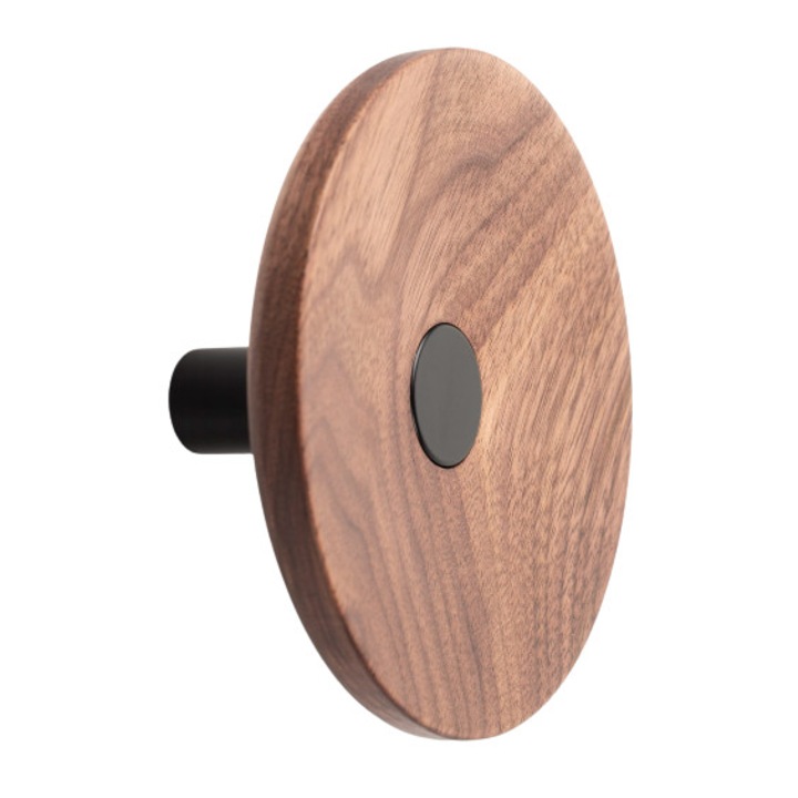 Agatatoare cuier Zoot, finisaj negru mat cu nuc natur, D120 mm