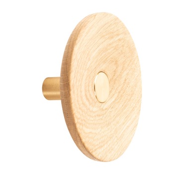 Agatatoare cuier Zoot, finisaj alama intunecata periata cu stejar natur, D120 mm Agatatoare cuier Zoot, finisaj alama intunecata periata cu stejar natur, D120 mm