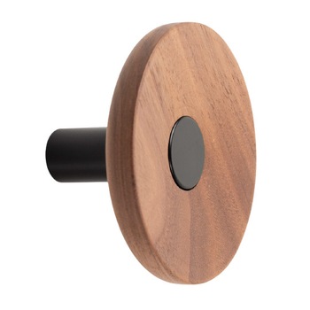 Agatatoare cuier Zoot, finisaj negru mat cu nuc natur, D90 mm Agatatoare cuier Zoot, finisaj negru mat cu nuc natur, D90 mm