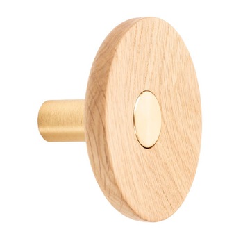 Agatatoare cuier Zoot, finisaj alama intunecata periata cu stejar natur, D90 mm Agatatoare cuier Zoot, finisaj alama intunecata periata cu stejar natur, D90 mm