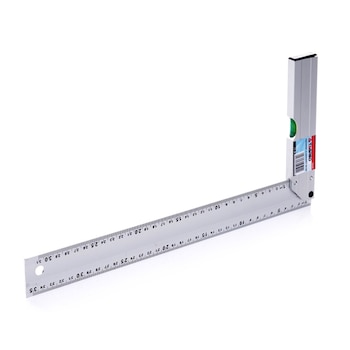 Echer din aluminiu Tagred pentru tamplarie sau constructii, cu scara dubla si nivela, 350mm Echer din aluminiu Tagred pentru tamplarie sau constructii, cu scara dubla si nivela, 350mm