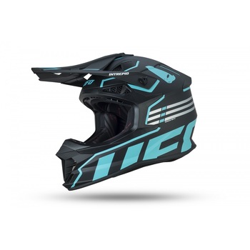 Casca motocross/enduro Ufo Plast Intrepid, negru/albastru deschis, L Casca motocross/enduro Ufo Plast Intrepid, negru/albastru deschis, L