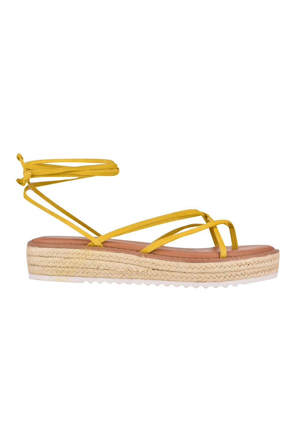 NINE WEST, Sandale tip espadrile de piele intoarsa cu bareta separatoare Candid, Galben, 5.5