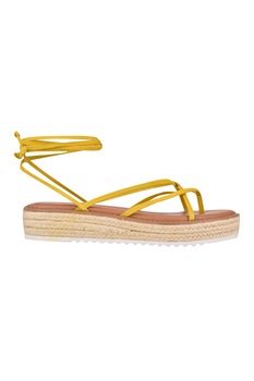 NINE WEST, Sandale tip espadrile de piele intoarsa cu bareta separatoare Candid, Galben, 5.5 NINE WEST, Sandale tip espadrile de piele intoarsa cu bareta separatoare Candid, Galben, 5.5