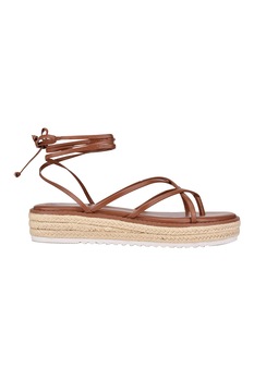 NINE WEST, Sandale tip espadrile de piele ecologica cu bareta separatoare Candid, Maro, 8.5 NINE WEST, Sandale tip espadrile de piele ecologica cu bareta separatoare Candid, Maro, 8.5